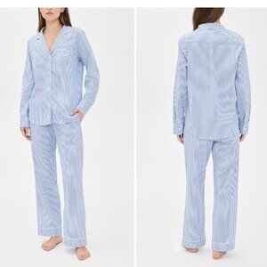 Elegant Blue Striped Women's Pajama Set